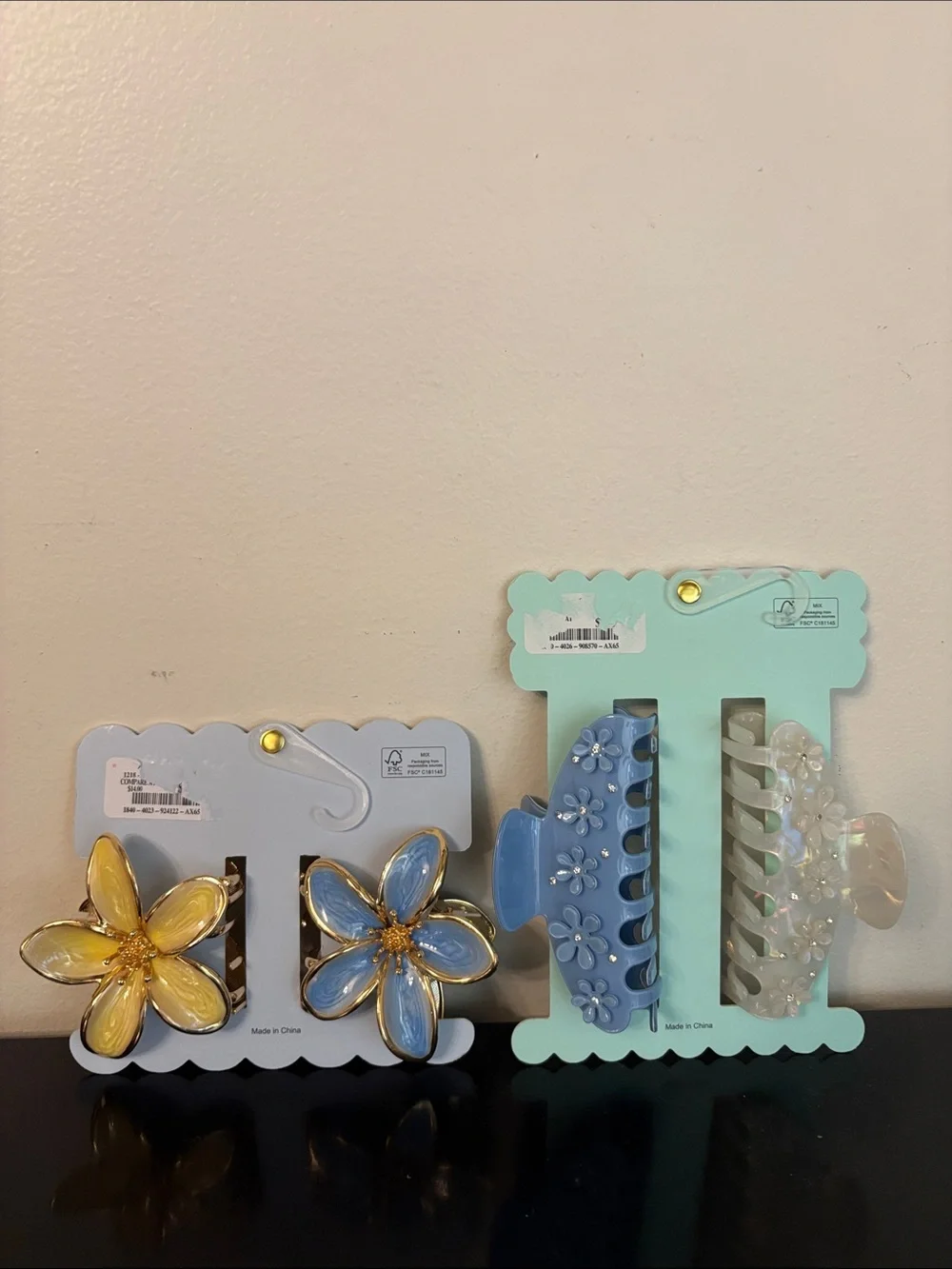 Sunday State Floral Resin Hair Clip Set - Blue & Yellow